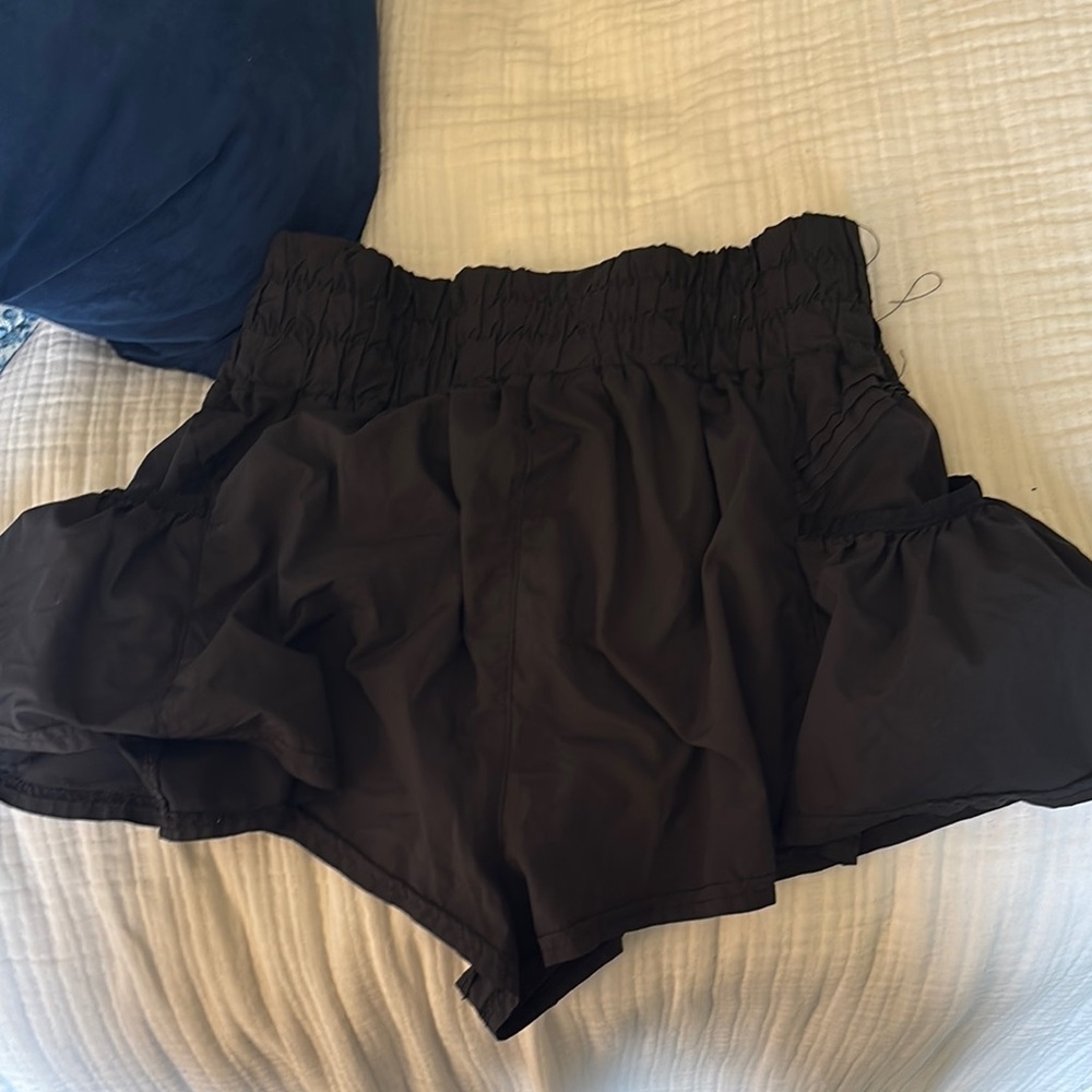 Women's Black Ruffled Shorts